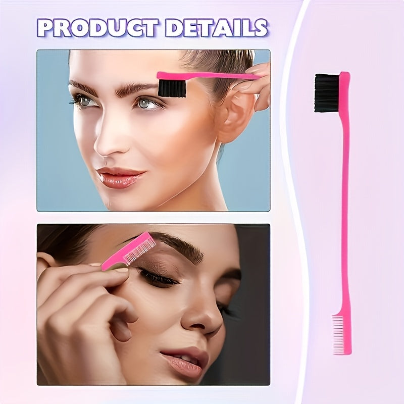 12pcs Hair Brush Set, Nylon Teasing Hair Brushes 3 Row Salon Teasing Brush, Double Sided Hair Edge Brush Smooth Comb Grooming, Rat Tail Combs With Duckbill Clips For Women Girls